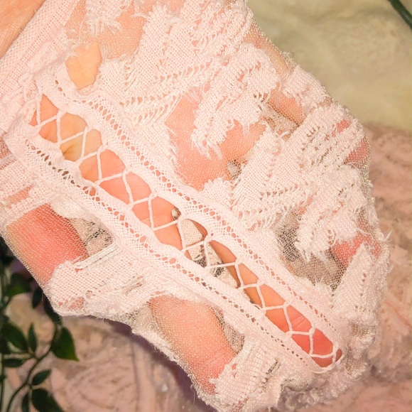 Free People mesh sheer pink lace top - Picture 4 of 4